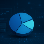 3D pie chart on a digital background